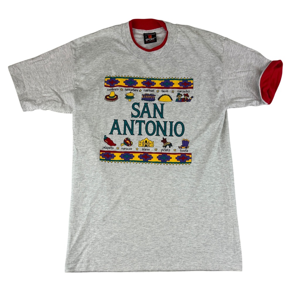 Signal Sport T-Shirt Mens Medium Grey San Antonio Texas Vintage 90s Graphic USA